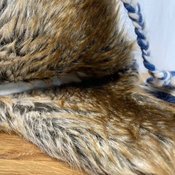 American Eagle Trapper Hat Winter Blue White Adult Wool Alpaca - Picture 3 of 5